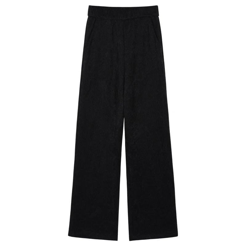 

S-2XL Winter Velvet Thick New Straight Wide Leg Womens Trousers Autumn Streetwear Chic Pants Women High Waist Plus Size Loose