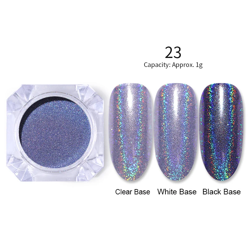 Holographic-1g BORN PRETTY Neon Mirror сверкающая голографическая пудра ультра-тонкий дизайн ногтей Блестящий порошок хромового пигмента пыль чистый цветной гель для ногтей - Цвет: Holographic-1g