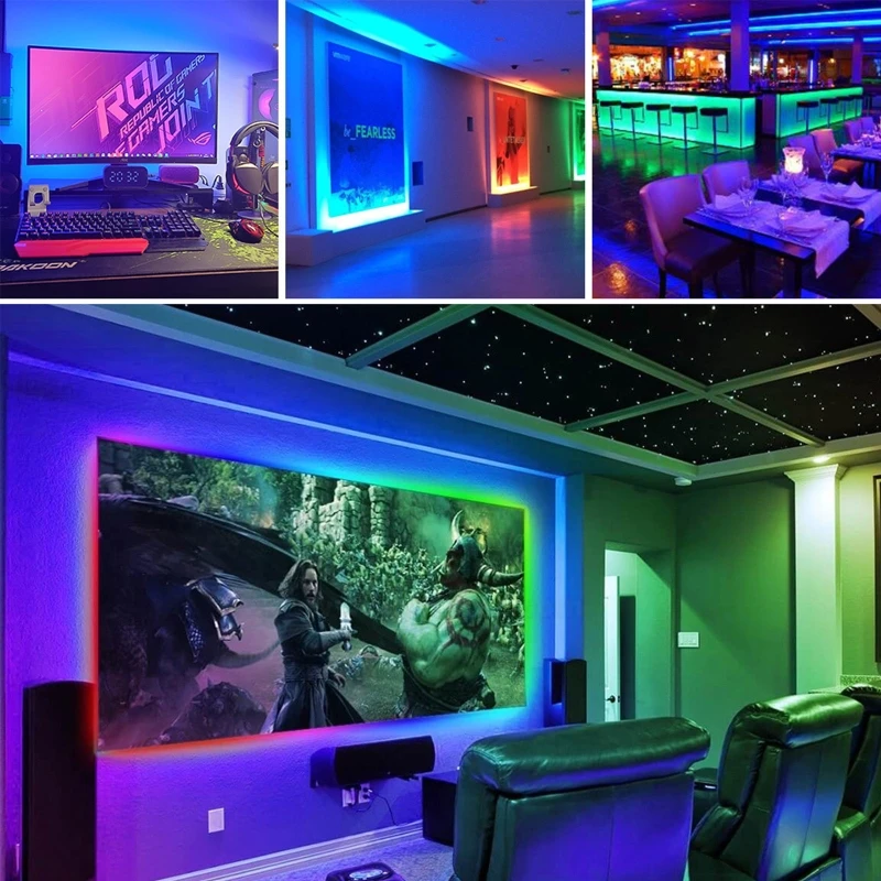 

Waterproof Color Changing 5m Flexible LED Strip Lights 5050RGB Remote Controll for Bedroom Home Kitchen TV Wall Background DIY D