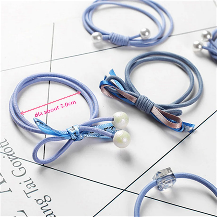 

lot girl hairbands multi scrunchy elastic hair ropes korean style hairband, hair accessories, mori girl hair ropes elastic band