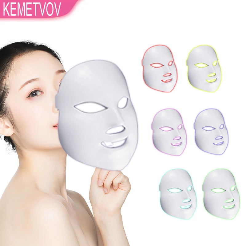 Led 7 видов цветов лица Красота уход за кожей омоложение морщин удаления прыщей