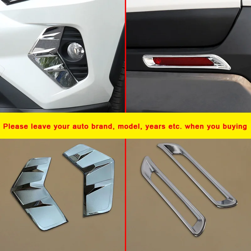 

Matte Chrome Exterior Front Bumper Rear Fog Light Cover Mouldings Trims For Toyota RAV4 2019-2021 Car Auto Vehicle Accessories