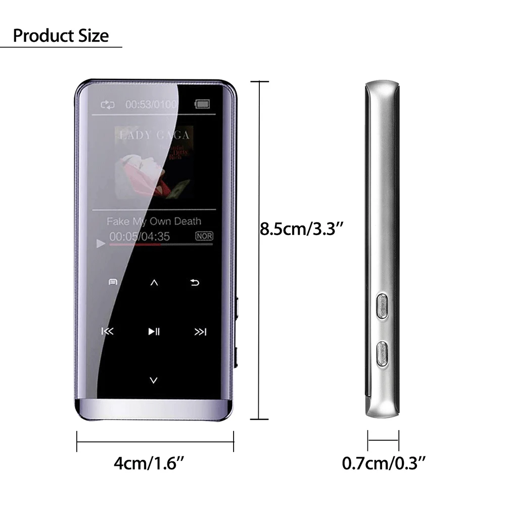 

4 in 1 Bluetooth MP3 Player Lossless HiFi MP3 Music Player with dual PCM mic 8GB 16GB FM Radio E-book Metal Portable Walkman