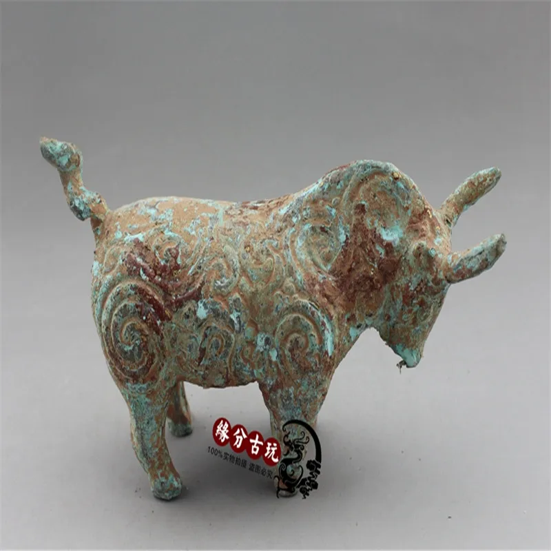 Китайская старинная Бронзовая статуя медная крупного рогатого скота|Статуи и