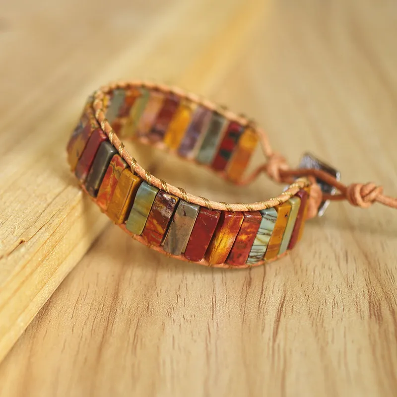 Чакра Boho кожаный браслет и браслет Пикассо оникс бисер для женщин мужчин Богемия браслет с подвесками ручная работа ювелирные изделия подарок