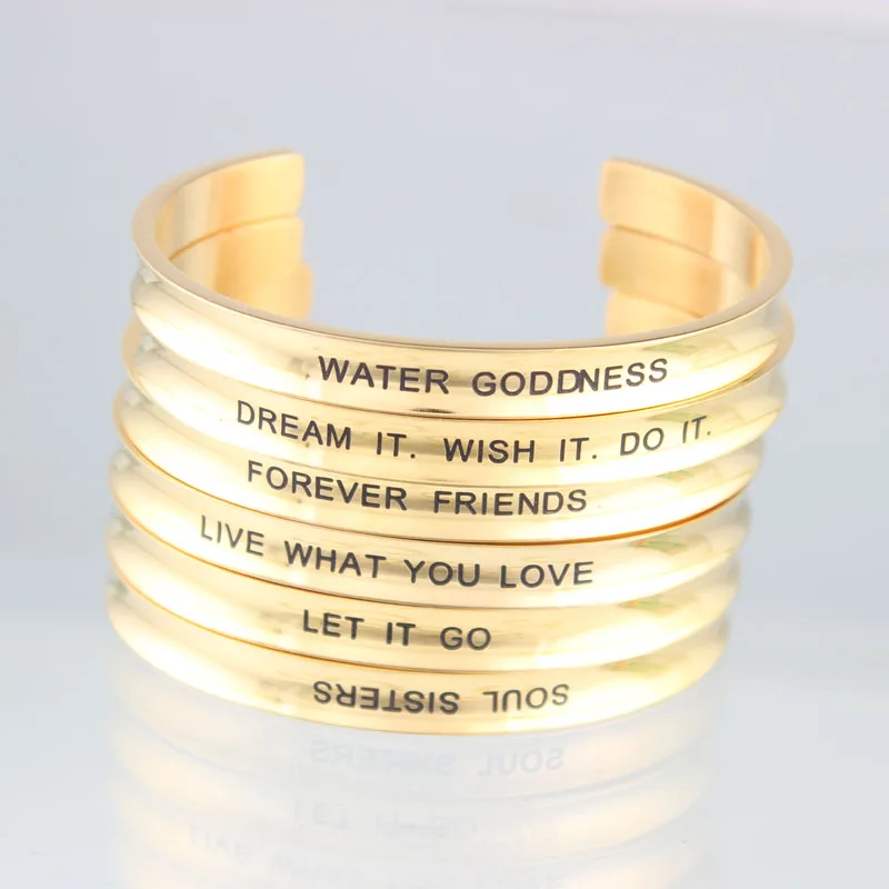Золото Цвет 316L Нержавеющая сталь с гравировкой положительный вдохновляющие
