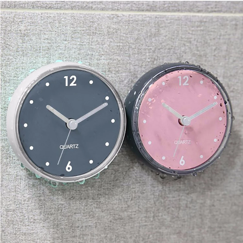 

New Bathroom Waterproof Kitchen Clock Suction Cup Silent Battery Wall Clock Decor Shower Timer Decor Tiny Toilet 7.5x3.6x7.5cm