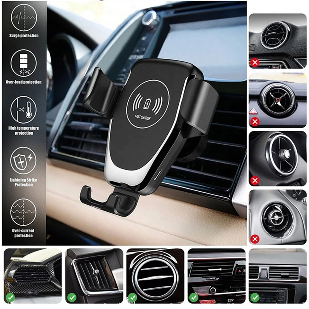 gravity induction car qi wireless charger for iphone xs 11 max xr 8 fast charging air vent phone holder for samsung note s9 s8 free global shipping