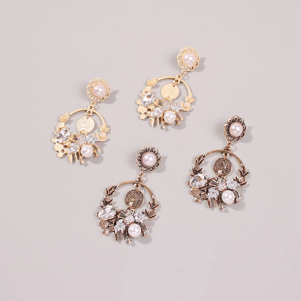 Очаровательные длинные серьги в стиле барокко с жемчугом и монетами Винтажные