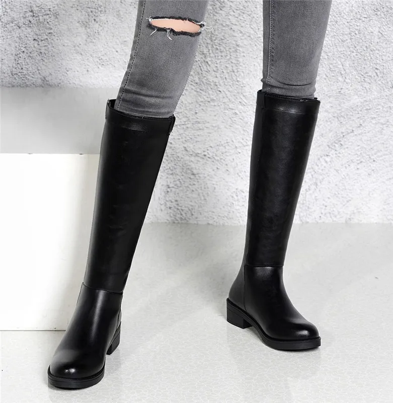Botas Mujer Largas/черные сапоги до колена в стиле ретро большие размеры Классические