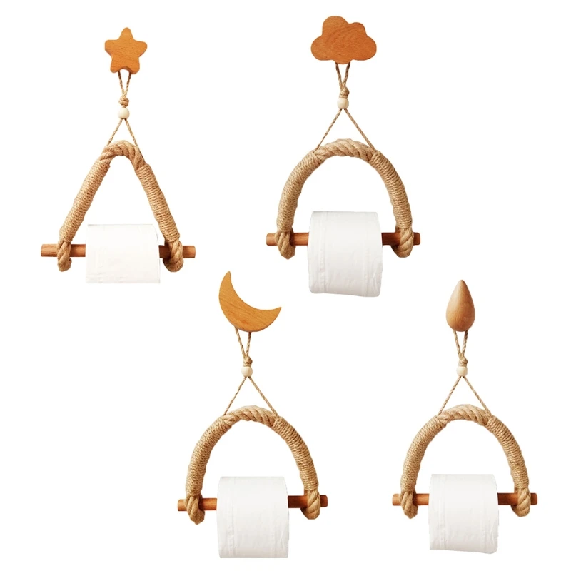 

Nordic Macrame Wall Hanging Wooden Stick Toilet Paper Holder Towel Hanger Hand-woven Bedroom Decoration wholesales