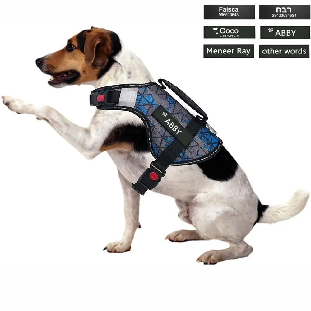 

Шлейка для собак с настраиваемой накладкой для собаки, светоотражающий дышащий Регулируемый жилет на липучке с ручкой