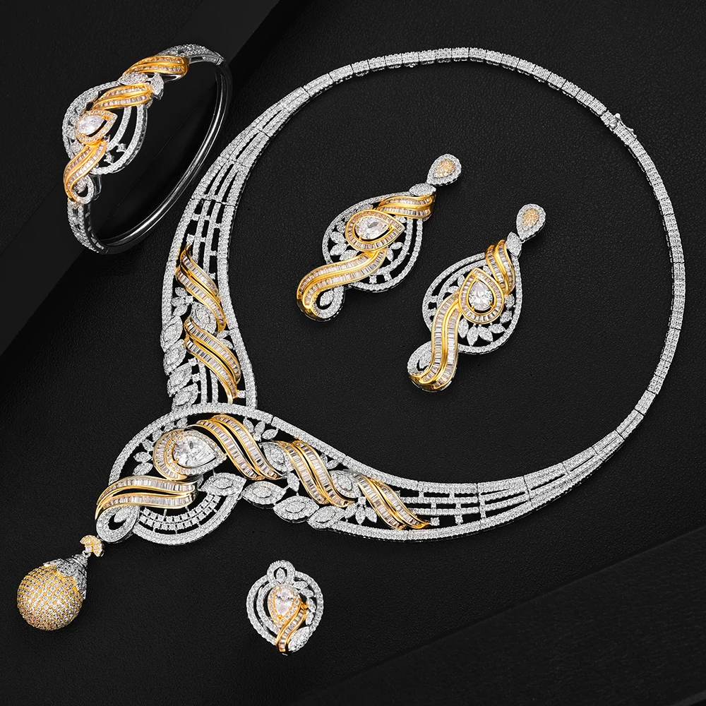 

Набор украшений GODKI, модный роскошный набор украшений для женщин из 4 предметов с бантом и кубическим цирконием, комплект свадебных ювелирны...