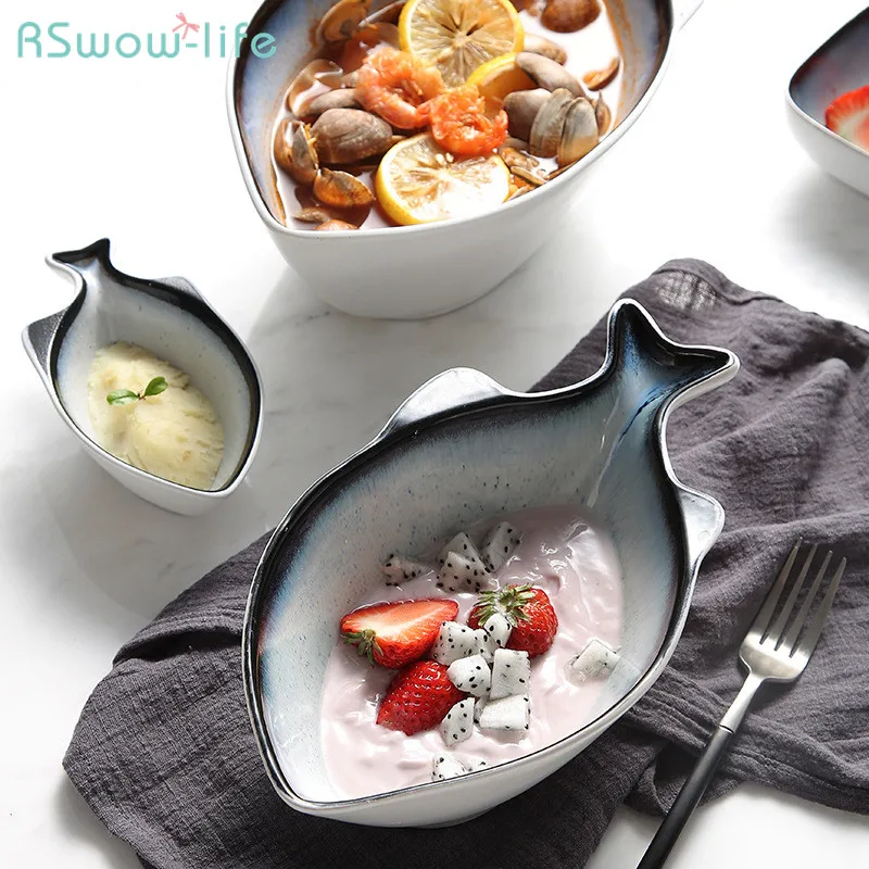 Большая суповая миска в форме рыбы гостиничный западный ресторан фруктовый