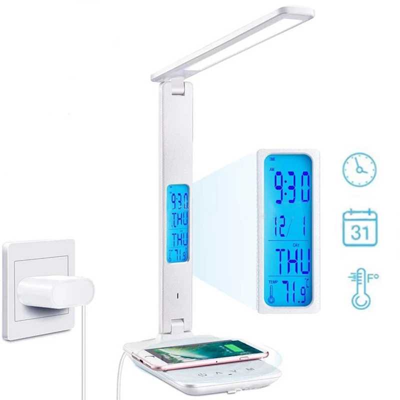 Светодиодная настольная лампа Smart Touch 10 Вт с беспроводной зарядкой складной