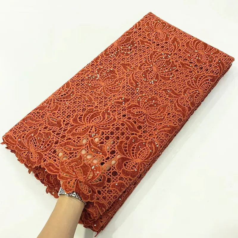 

DIY Embroidery Water Soluble Lace Fabric 2022 New Design African Guipure Cord Lace Fabric 5 Yards for Evening Gown DPG70