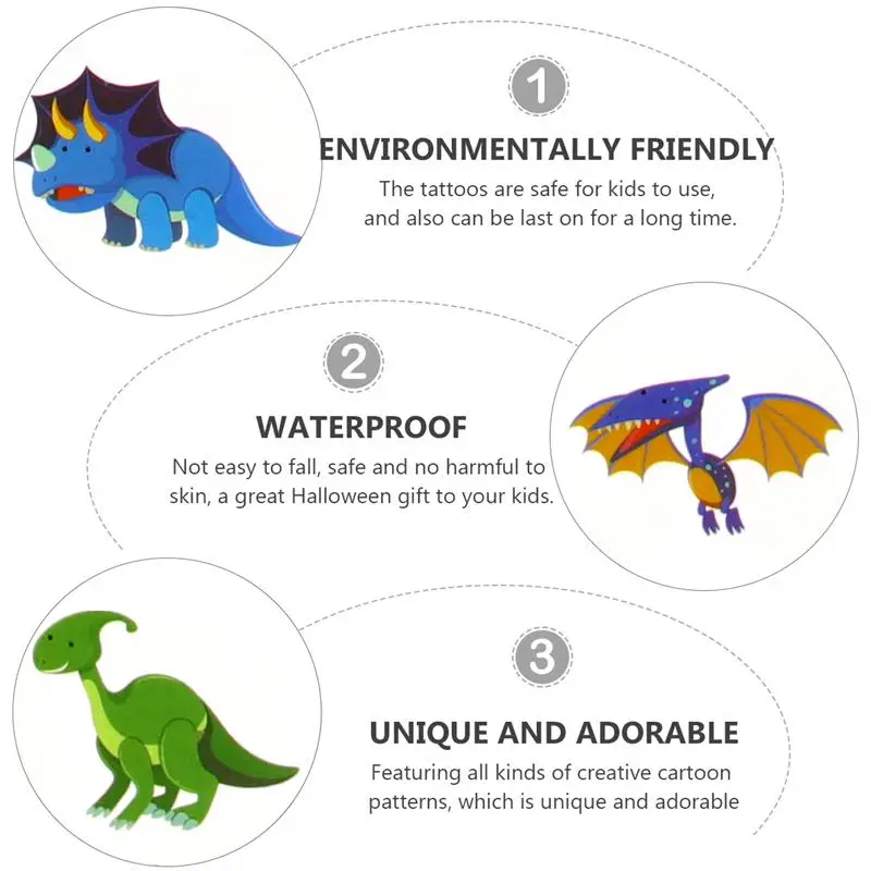 20 листов татуировки динозавра из мультфильма стикер для детей руки|Временные