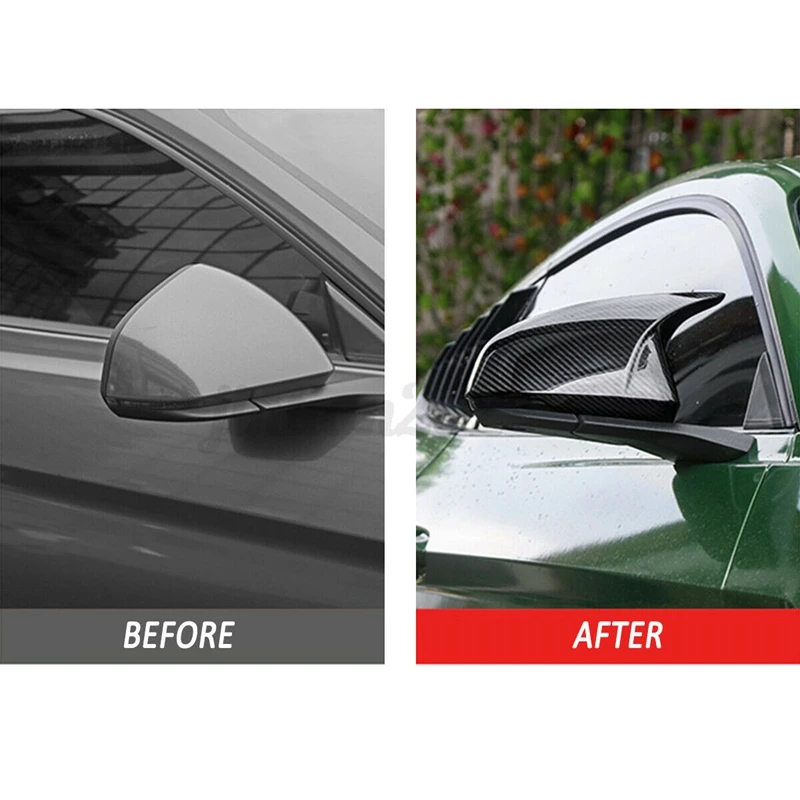 

Car ABS Carbon Fiber Color Rear View Mirror Cover Shell Housing Trim for Ford Mustang 2015-2020