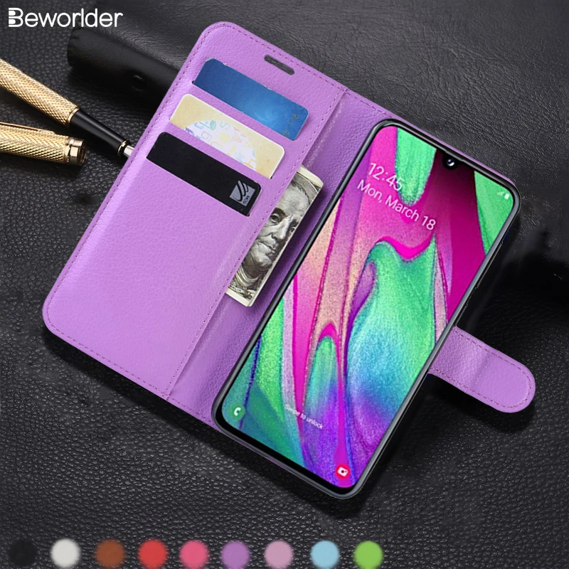 Чехол beworld для samsung Galaxy A40 с рисунком личи из искусственной кожи чехол отделениями