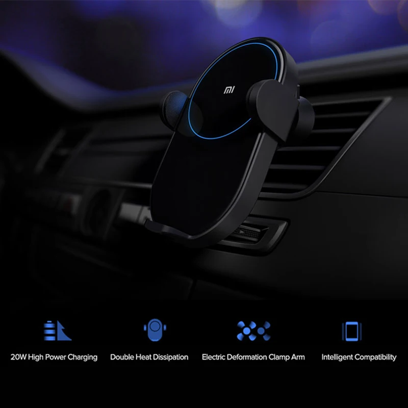 Xiaomi Mi беспроводное автомобильное зарядное устройство для телефона с интеллектуальным инфракрасным датчиком 20 Вт Высокая мощность флэш-зарядка Автомобильный держатель для телефона