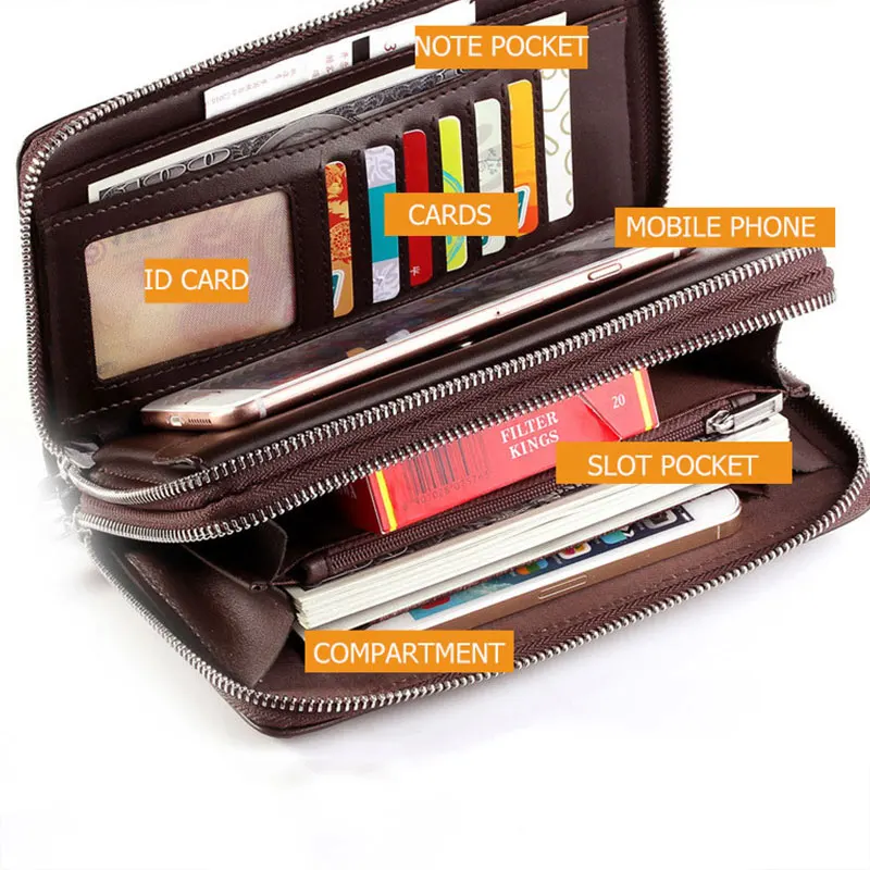 Люксовый бренд мужские кошельки длинный клатч кошелек большой емкости двойной