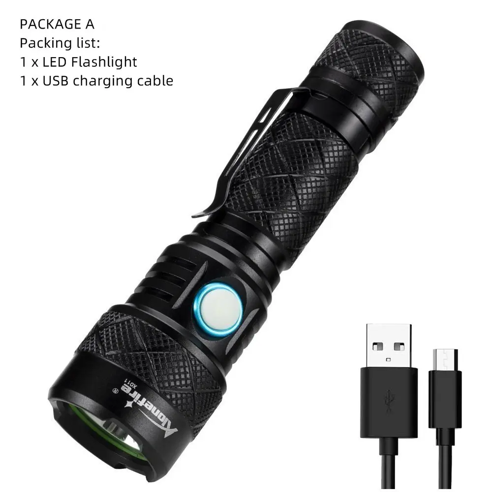 PACKAGE A Alonefire X011 SST40 светодиодный фонарик перезаряжаемый 4-Mode Linterna фонарь для кемпинга на 18650 батареях - Испускаемый цвет: PACKAGE A