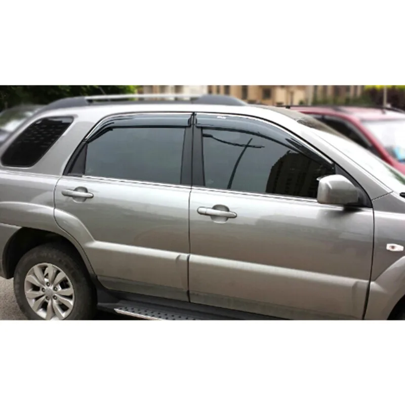 

Высокое качество 4 шт литья под давлением отделка вентиляционный тент дождь Солнце Ветер Дефлектор окно козырек для Sportage 2007-2015