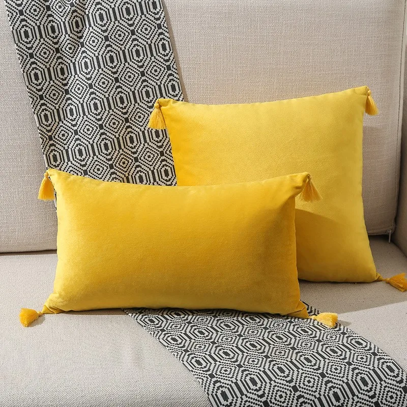 

Soft Suede Cushion Cover With Pompom Pillowcase Bedroom Sofa Decoration Tassel Waist Pillow Pillowcase Household 30x50cm/45x45cm