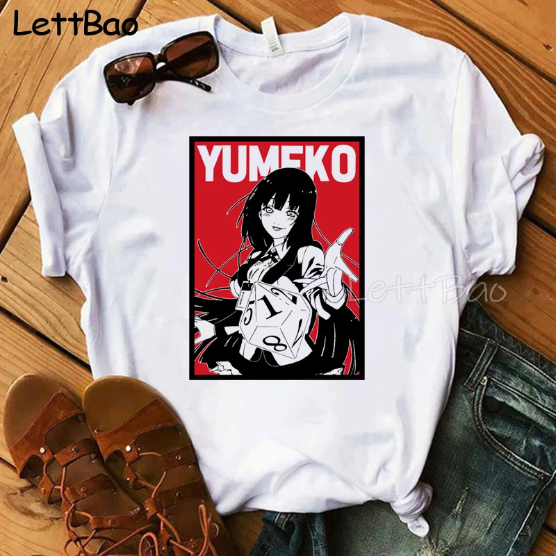 Yumeko Jabami Kakegurui компульсивное Картежник улззанг женская футболка с принтом Белые
