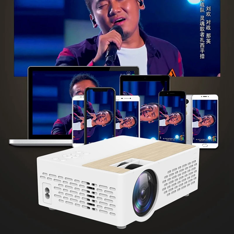 

J12 Projector True Stereo Super Sense Sound Quality Projector HD 1080P Home Projector Connect with Mobile Phone US Plug