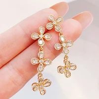 juwang exquisite micro inlaid zircon temperament four leaf clover ear stud luxury for women 2021 trendy fashion earrings jewelry