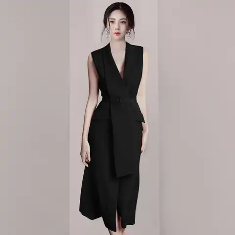 Women Red Dresses Spring Vintage Long Sleeve Belt Slim Blazer Dress Ladies Sexy V-Neck Elegant Office Party Long Dress