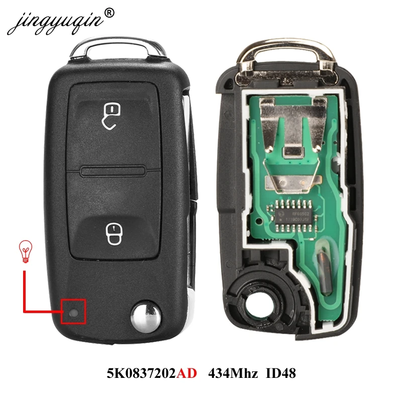 Jingyuqin 2 кнопки дистанционный Автомобильный ключ 7E0837202AD 434 МГц для VOLKSWAGEN VW Amarok
