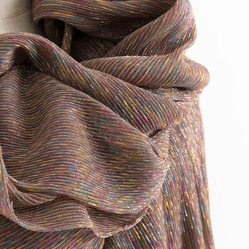 Модный дизайнер Креп блеск ткани блестящий мягкий для вечернего платья или шарф