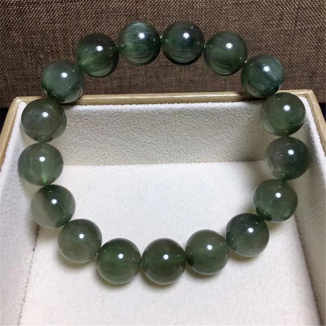 

11mm Natural Green Rutilated Quartz Bracelet Jewelry For Women Lady Men Healing Wealth Gift Crystal Beads Gemstone Strands AAAAA