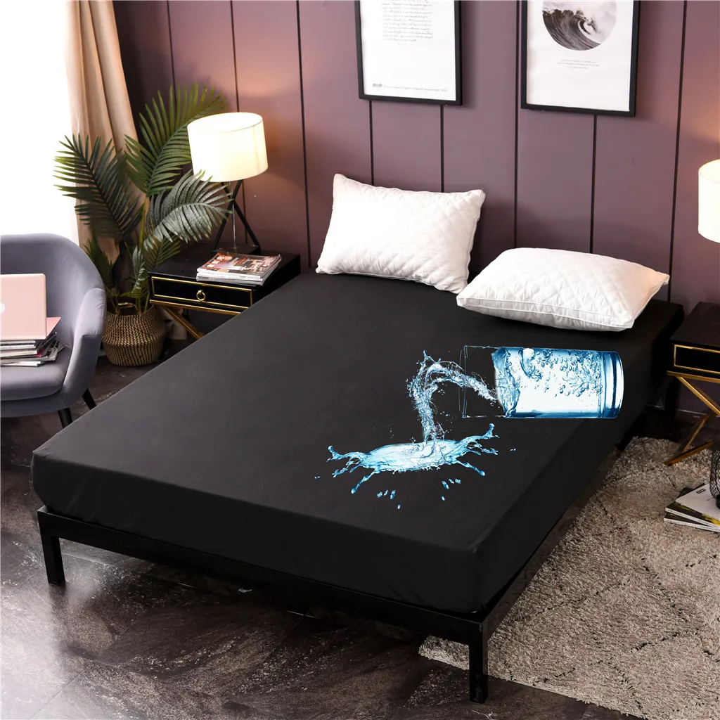 New Solid Color Waterproof Bed Trampoline Cover Mattress Anti-skid Protective Cover Home& Garden Wholesale& Drop Shipping