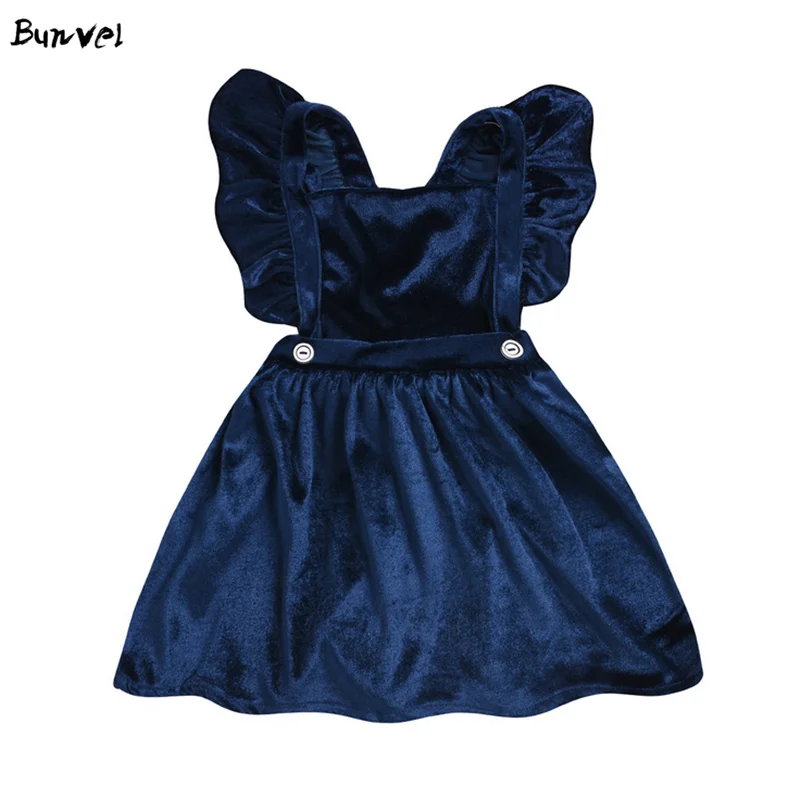 bunvel Toddler Newborn Baby Girls Dresses New Arriavl Velvet Girl Dress Ruffle Sleeveless Vestidos f | Детская одежда и обувь