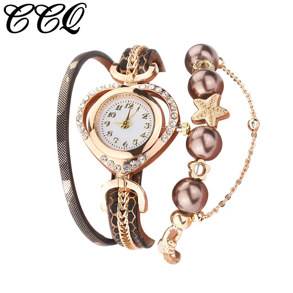 Часы наручные CCQ женские с блестящим жемчугом брендовые Роскошные винтажные