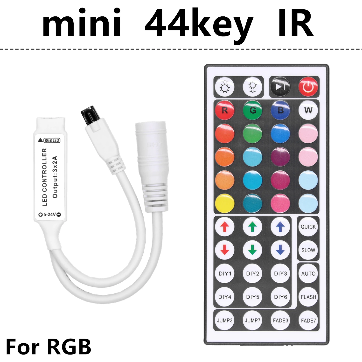 mini 44key IR Светодиодный контроллер, светодиодный ИК rgb контроллер, светодиодный контроллер, ИК пульт дистанционного управления, 12 В постоянного тока для RGB 3528 5050, светодиодная лента - Цвет: mini 44key IR