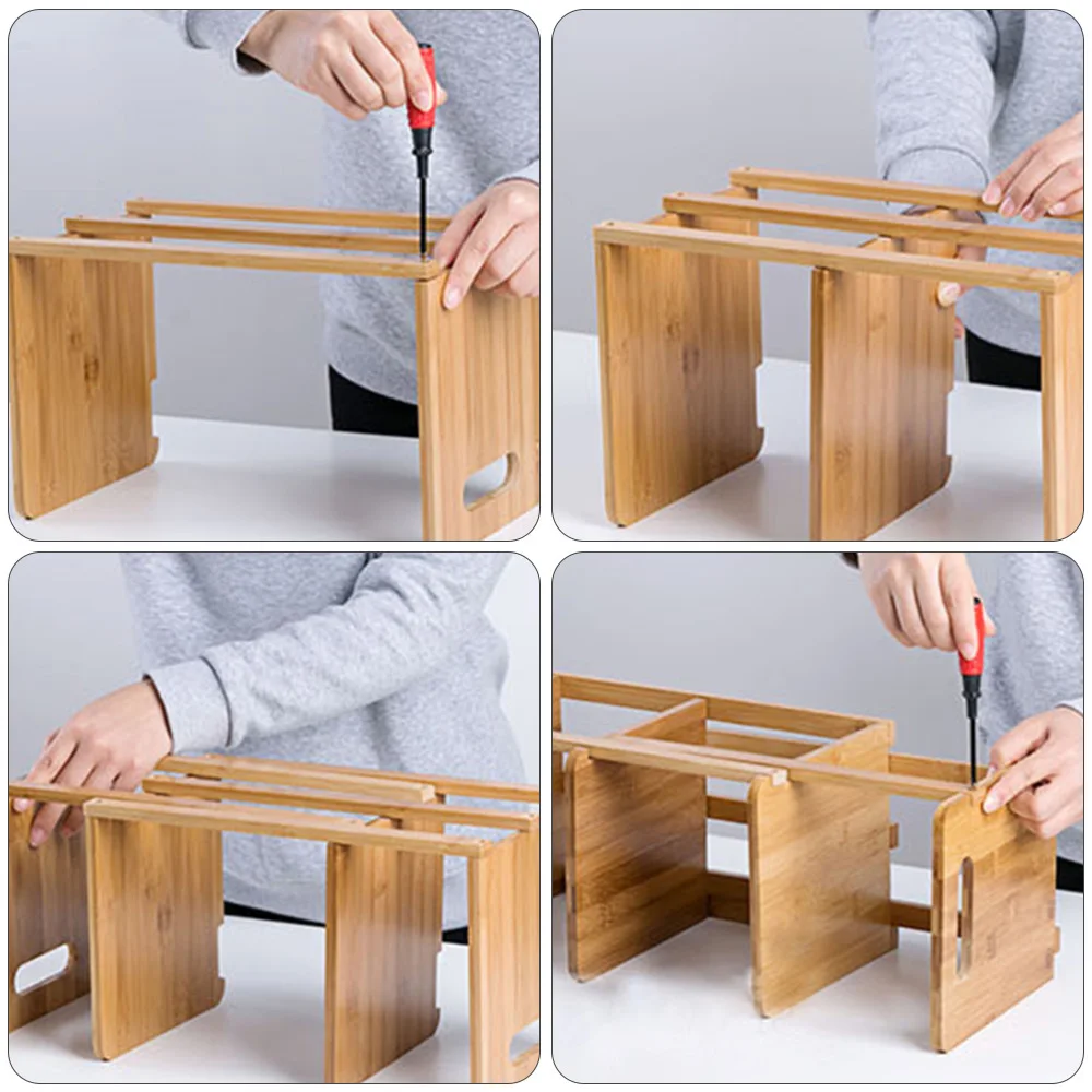 

1pc Bamboo Desktop Book Storage Rack Desk Book Shelf Storage Holder (Wood Color)