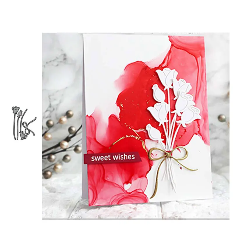 JC сладких пожеланий цветы металлический Трафаретный вырубной штамп для трафарет