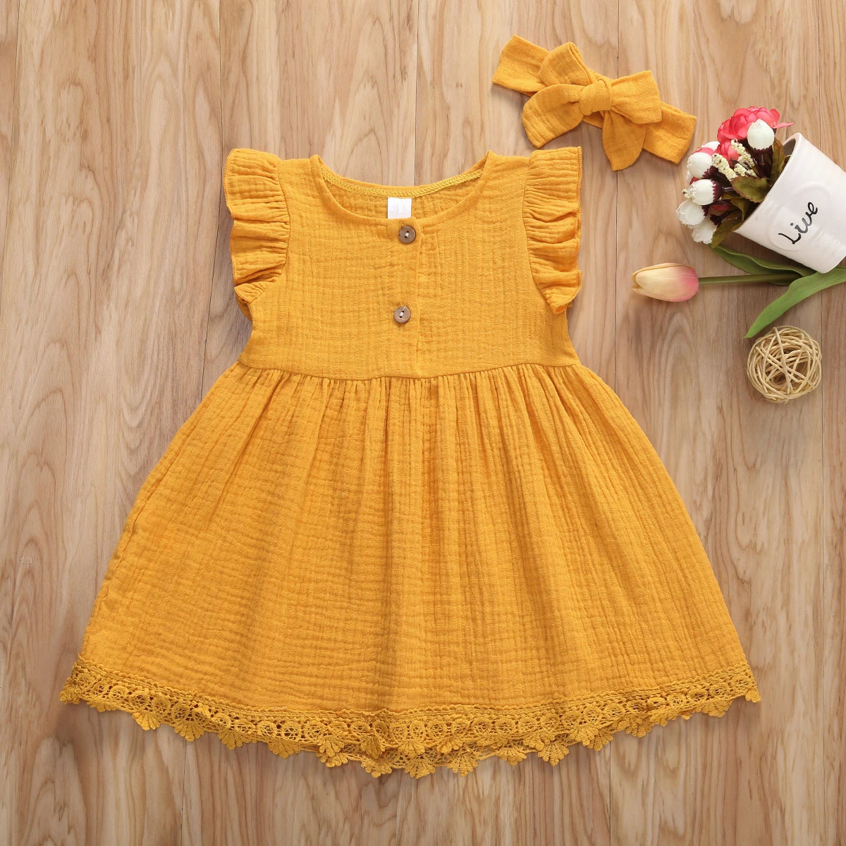 Милое летнее платье для маленьких девочек 4 цвета однотонное с оборками на