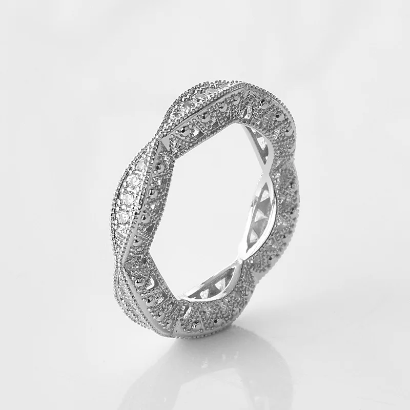 Модные открытые кольца из циркона очаровательные женские принцессы с серебряным