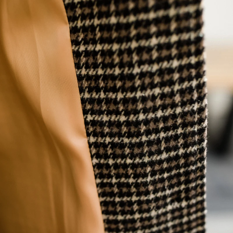 2019 Женское шерстяное пальто гусиные лапки Верхняя одежда для девочек Мори зимняя