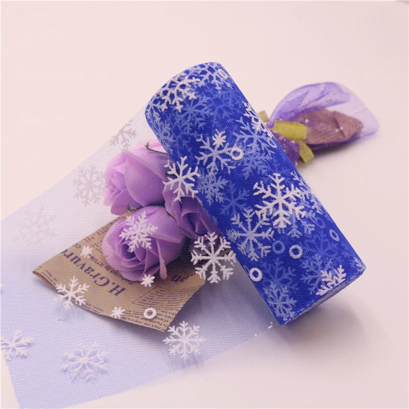 Royal blue 1 шт. 15cmX10yards Снежинка Блеск Флокирование снег тюль рулон органза ткань для балетной пачки свадебного подарка вечерние украшения - Цвет: Royal blue