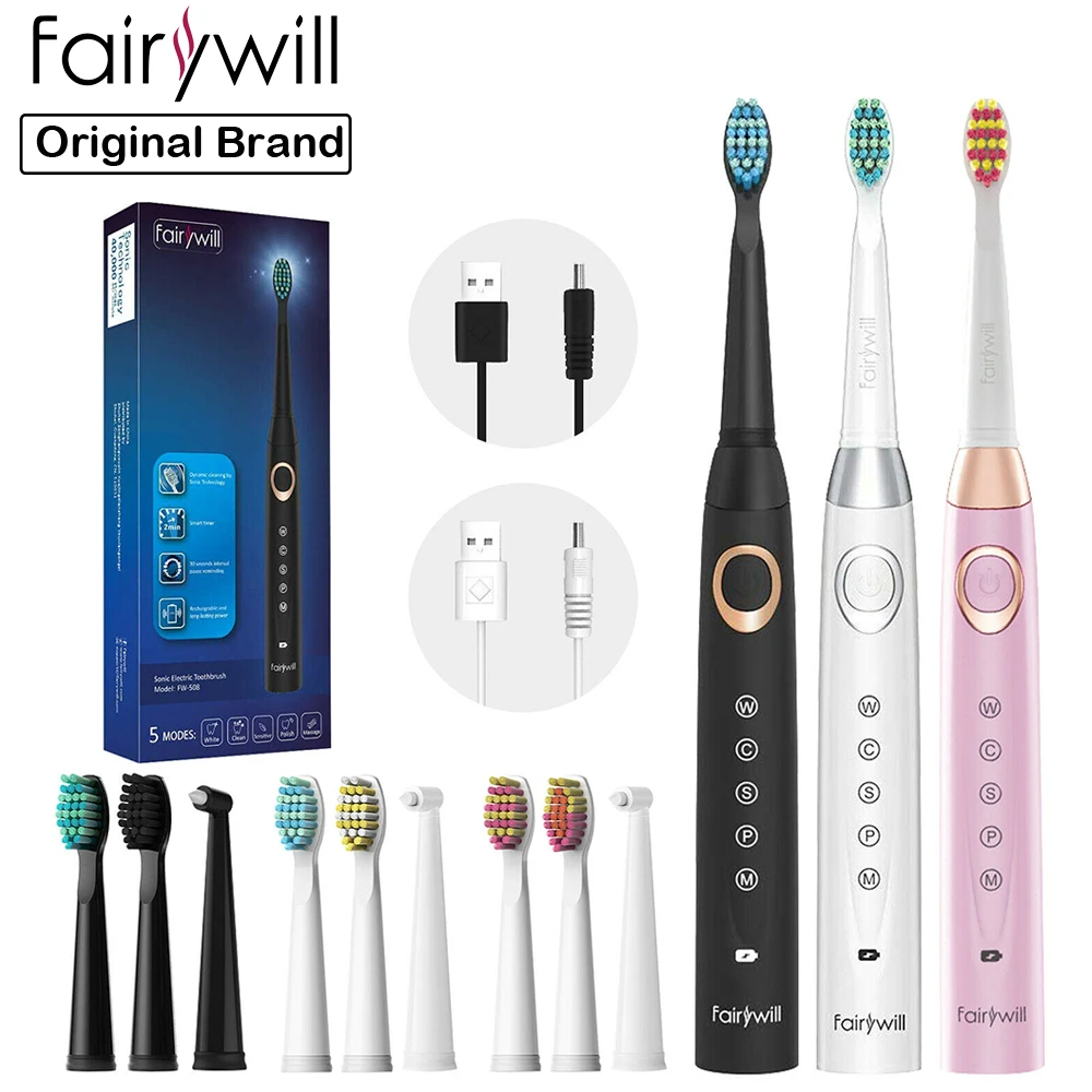 

Зубная щетка Fairywill электрическая Звуковая, USB-зарядка