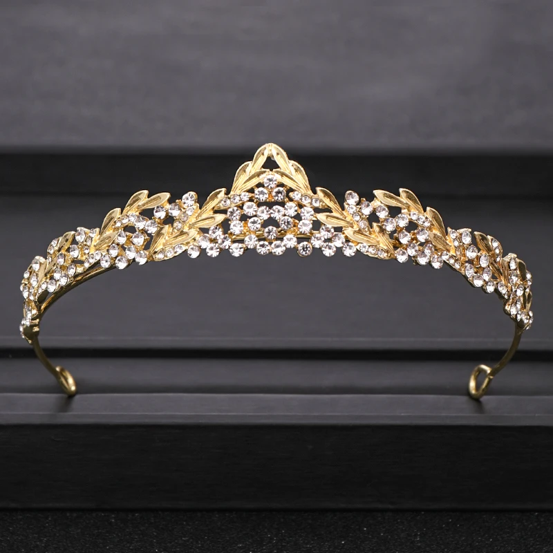 Gold Трендовая свадебная корона для невесты, головной убор золотого и серебряного цвета в стиле барокко, хрустальные диадемы и короны, свадебная тиара, аксессуары для волос - Окраска металла: Gold