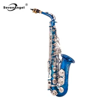 high grade saxophone blue silver eb alto sax brass lacquered e flat sax 802 key type woodwind musical instrument with case