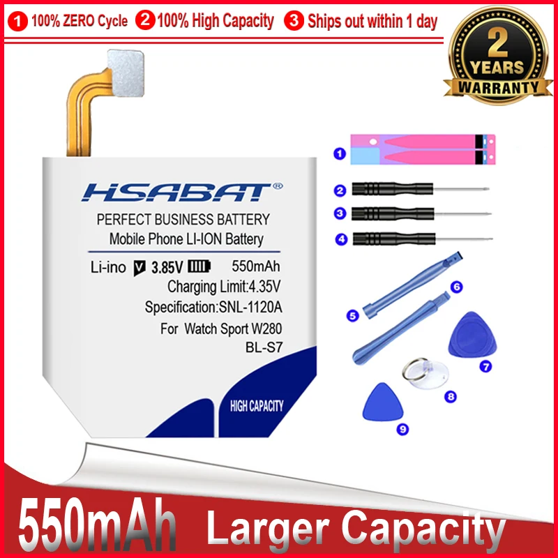 HSABAT 0 цикл 550 мАч BL S7 батарея для LG Watch Sport W281 W280 W280A (AT&T) Высококачественный
