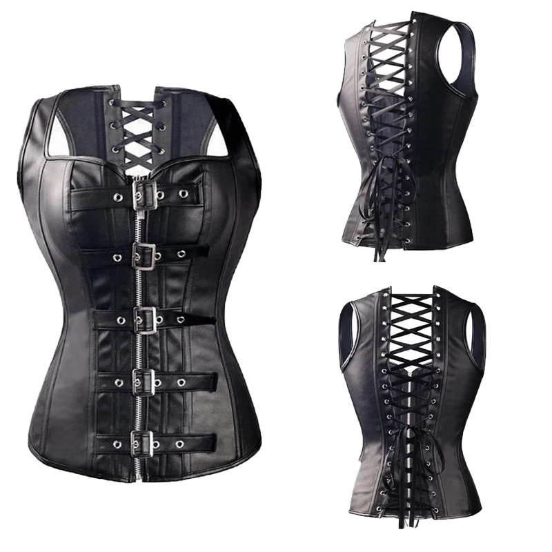 Тренерские Корсеты на талии стальной корсет, на бюсте Cincher женские готические из кожзаменителя, в стиле стимпанк корсеты, бюстье корсет на молнии